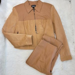 B&J genuine leather suede two tone jacket S and pant suit 4